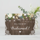 Wirst du meine Bridesmaid sein, die rustikale Roma Einladung (Stehend Vorderseite)