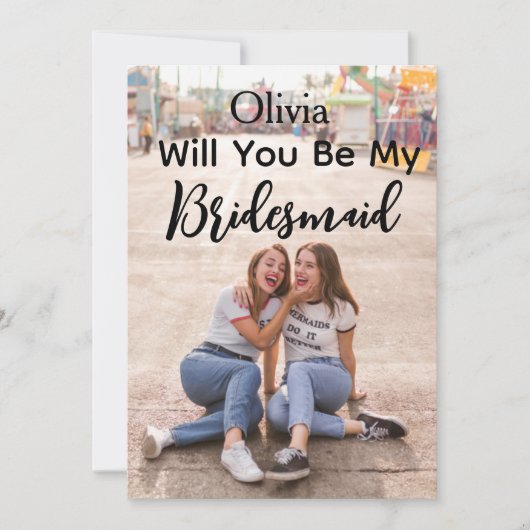 Wirst du meine Bridesmaid sein, einfaches modernes Einladung (Vorderseite)