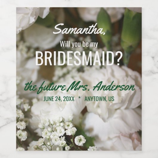 Wirst du meine Bridesmaid sein, Gipskraut? Weinetikett (Einzelnes Label)