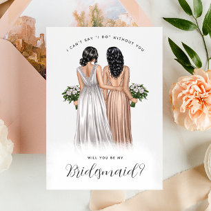 Wirst du meine Bridesmaid sein? Mädchen in Gowns V Einladung