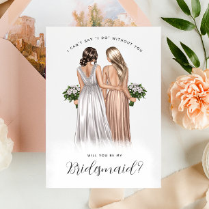 Wirst du meine Bridesmaid sein? Mädchen in Gowns V Einladung