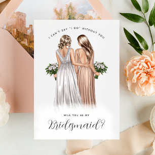Wirst du meine Bridesmaid sein? Mädchen in Gowns V Einladung