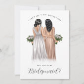Wirst du meine Bridesmaid sein? Mädchen in Gowns V Einladung (Vorderseite)