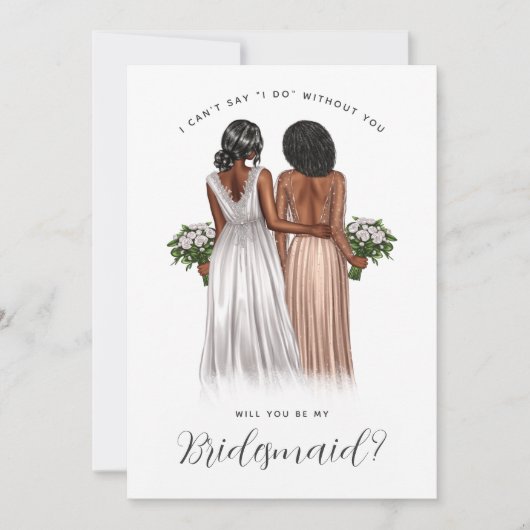 Wirst du meine Bridesmaid sein? Mädchen in Gowns V Einladung (Vorderseite)