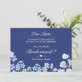 Wirst du meine Bridesmaid sein, vergesst mich Note Einladung (Stehend Vorderseite)