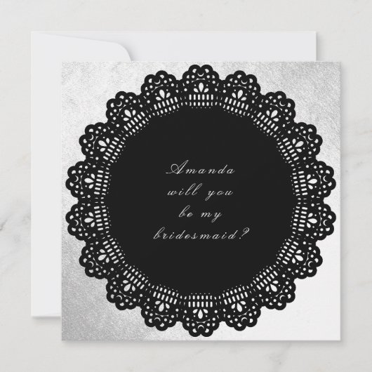 Wirst du meine Bridesmaid Silber Black sein? Einladung (Vorderseite)
