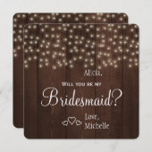 Wirst du meine Bridesmaid Tinkelleuchten rustikal  Einladung (Vorne/Hinten)