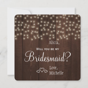 Wirst du meine Bridesmaid Tinkelleuchten rustikal  Einladung
