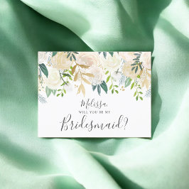 Wirst du meine Bridesmaid-weiße Blume sein? Einladungspostkarte