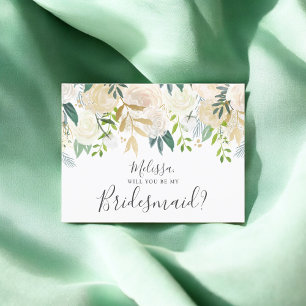 Wirst du meine Bridesmaid-weiße Blume sein? Einladungspostkarte