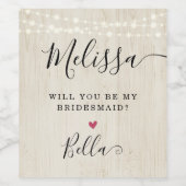 Wirst du meine Ehrenmädchen sein? Weinetikett (Einzelnes Label)