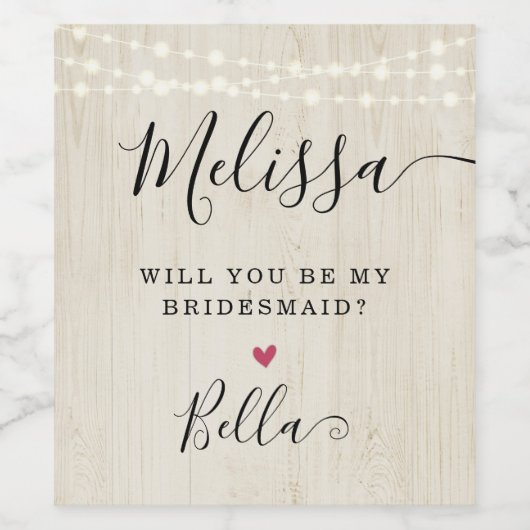 Wirst du meine Ehrenmädchen sein? Weinetikett (Einzelnes Label)