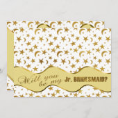 Wirst du meine Ehrenmatrone sein? Gold Bling Desig Einladung (Vorne/Hinten)