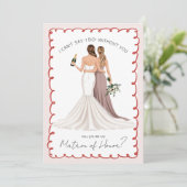 Wirst du meine Ehrenmatrone sein? Mädchen in Gowns Einladung (Stehend Vorderseite)