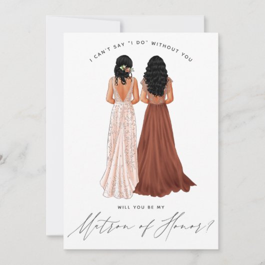 Wirst du meine Ehrenmatrone sein? Mädchen in Gowns Einladung (Vorderseite)