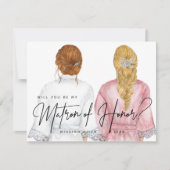 Wirst du meine Ehrenmatrone sein? Mädchen in Robes Einladung (Vorderseite)