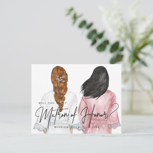 Wirst du meine Ehrenmatrone sein? Mädchen in Robes Einladung (Stehend Vorderseite)