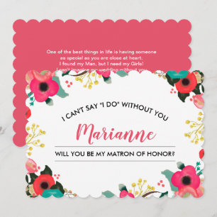 Wirst du meine Ehrenmatrone sein? Moderne Blumen Einladung