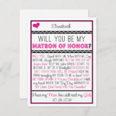 Wirst du meine Ehrenmatrone sein? Rosa/Schwarze Co Einladung (Vorne/Hinten)