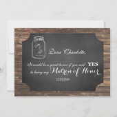 Wirst du meine Ehrenmatrone sein? Rustic Mason Jar Einladung (Rückseite)