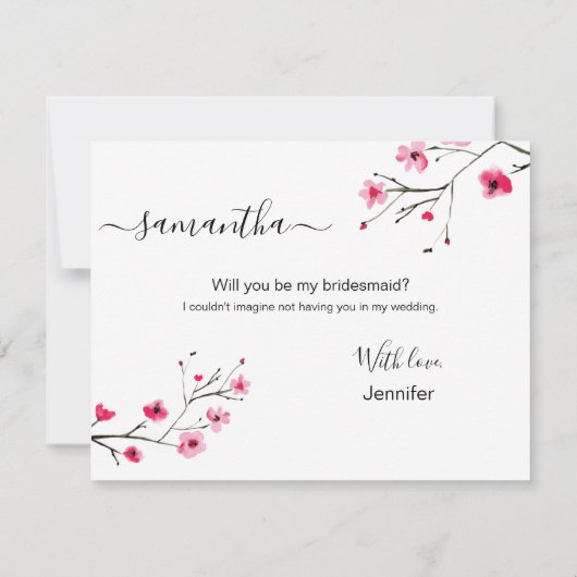 Wirst du meine Hochzeit mit Tscherkernblüte sein? Einladung (Rückseite)