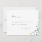 Wirst du meine Hochzeitsfrau Blue Wildblume Boho s Einladung (Rückseite)