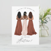 Wirst du meine Hostess sein? Mädchen in Gowns Einladung (Stehend Vorderseite)