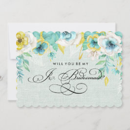 Wirst du meine Jr. Bridesmaid sein? Mint Floral Bu Einladung