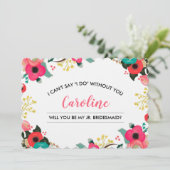 Wirst du meine Junior Bridesmaid sein? Modernes Bl Einladung (Stehend Vorderseite)