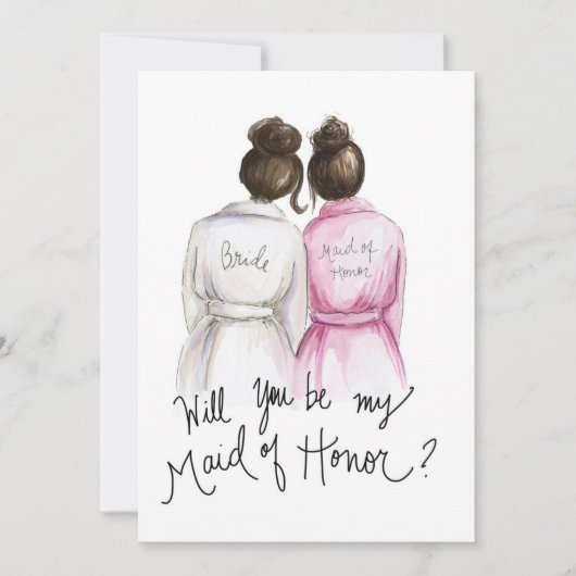 Wirst du meine MOH sein? Dk Br Bun Bride Dk Br Bun Dankeskarte (Vorderseite)