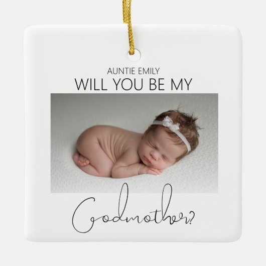 Wirst du meine Mutter sein? Weihnachtsbaum Keramikornament (Vorderseite)