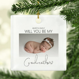 Wirst du meine Patentante? Weihnachtsbaum Keramikornament