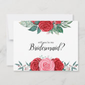 Wirst du meine Rote Rose Watercolor sein? Einladung (Vorderseite)