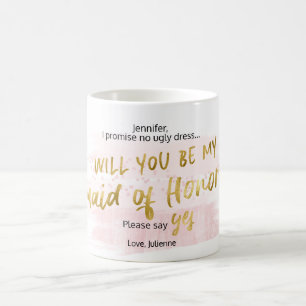Wirst du meine Trauzeugin Gold Blush Wasserfarbe Kaffeetasse
