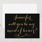 Wirst du meine Trauzeugin-Gold-Kalligrafie sein? Einladung (Vorne/Hinten)