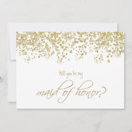 Wirst du meine Trauzeugin sein? Gold Confetti Einladung