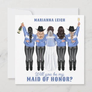Wirst du meine Trauzeugin sein? Mädchen in Denim Einladung