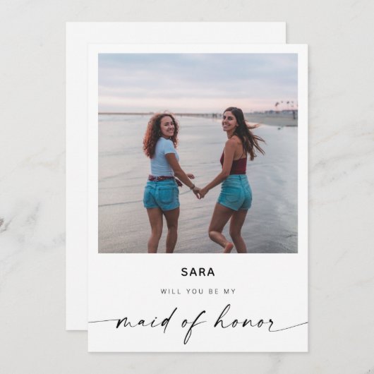 Wirst du meine Trauzeugin sein? | Moderne Fotokart (Vorne/Hinten)