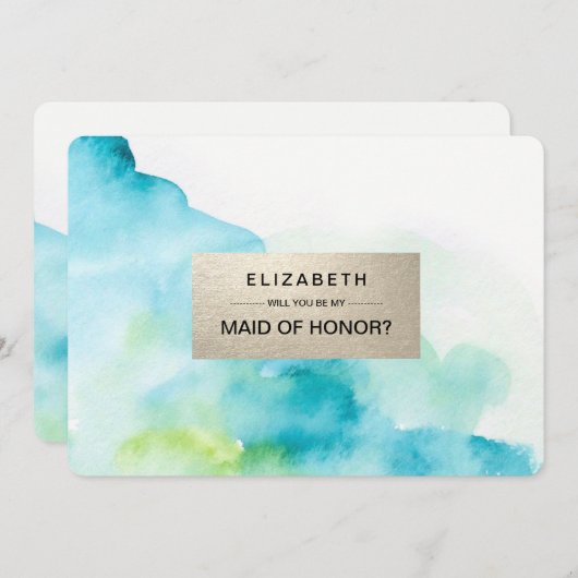 Wirst du meine Trauzeugin sein? Moderne Wasserfarb Einladung (Vorne/Hinten)