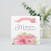 Wirst du meine Trauzeugin sein? Romantische Rose Einladung (Stehend Vorderseite)