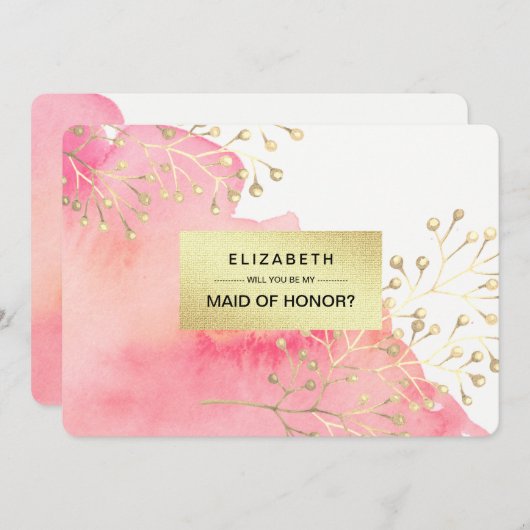 Wirst du meine Trauzeugin sein? Rosa Farbe Einladung (Vorne/Hinten)