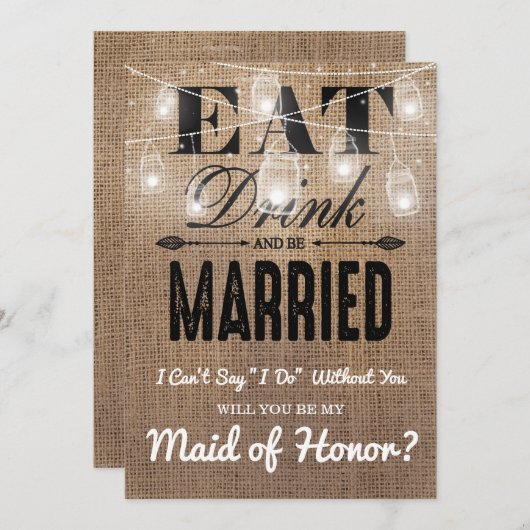 Wirst du meine Trauzeugin sein? | Rustikale Brides Einladung (Vorne/Hinten)