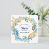 Wirst du meine Trauzeugin sein? Strand Einladung (Stehend Vorderseite)