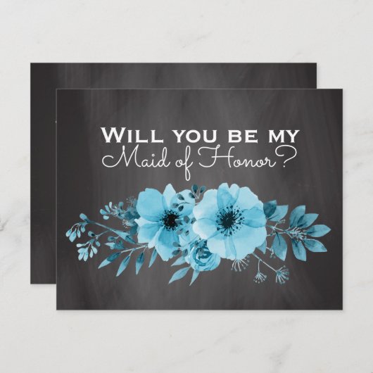 Wirst du meine Trauzeugin sein? | Trauzeugin Blue Einladung (Vorne/Hinten)