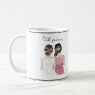 Wirst du meine Trauzeugin sein Wasserfarbe Kaffeetasse