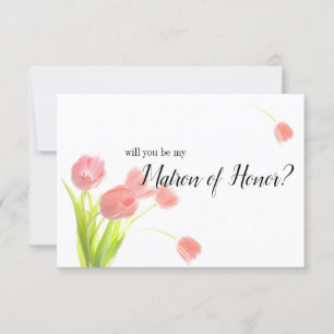 Wirst du meine Trauzeugin sein Zarte rosa Tulpen