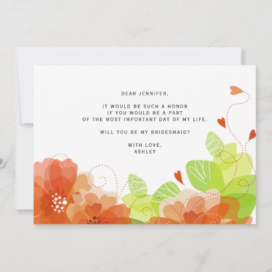 Wirst du meine übergeordnete orangefarbene Blume s Einladung (Rückseite)