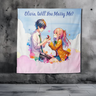 Wirst du mich heiraten Anime-Heiratsantrag Wandteppich