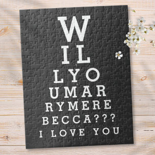 Wirst du mich heiraten Optiker-Tabelle für Hochzei Puzzle