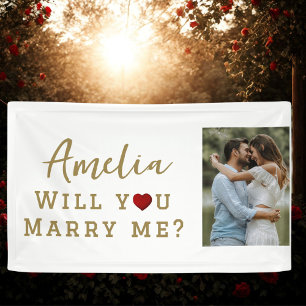Wirst du mich heiraten Romantischer Heiratsantrag Banner